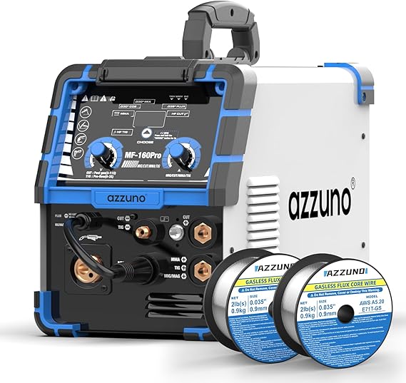 AZZUNO 5 in 1 160A Welder Machine & .035" 2LBS 2Pack Flux Core Mig