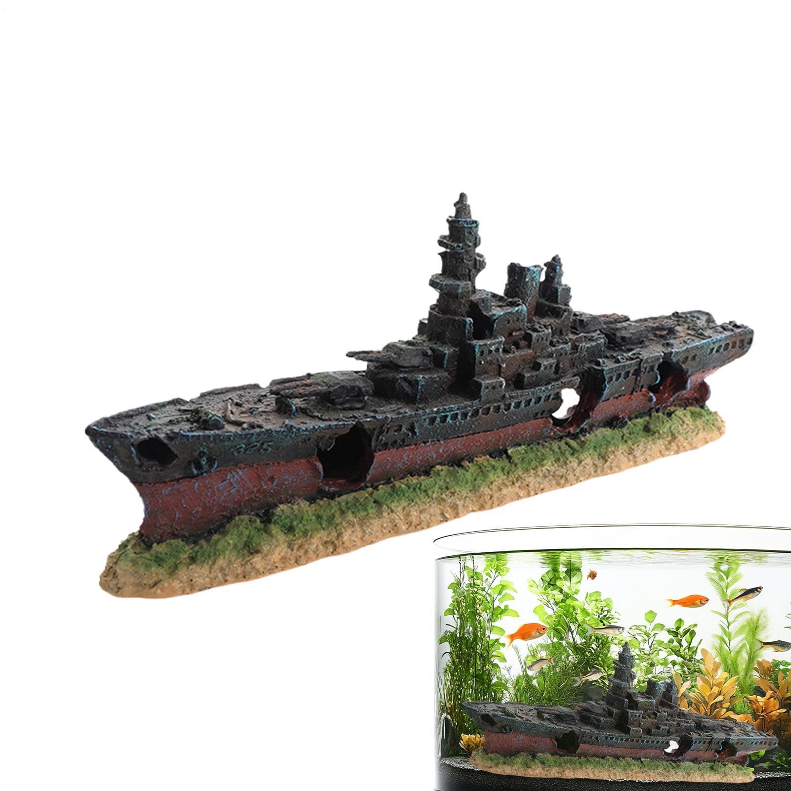 Decorazione per acquario Resina Sintetica Divertente | Decorazione Nave Affondata per Acquario con Pesce Betta Per Casa Appartamento Ufficio Studio Soggiorno Mobile Armadio Acqua