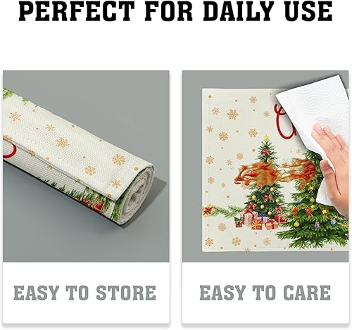 Miniatura 86 de Juego de 4 manteles individuales de arpillera con hojas de otoño, 12 x 18 pulgadas, calabazas de acuarela, Acción de Gracias, decoración de otoño