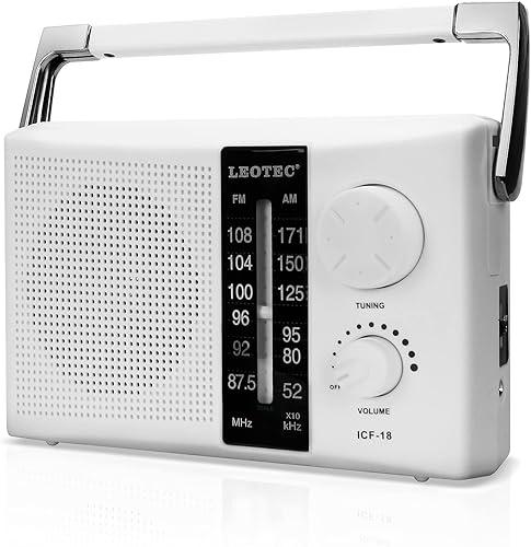 Miniatura 11 de LEOTEC Radio AM FM portátil con la mejor recepción, funciona con batería o corriente alterna, altavoz grande, perilla de sintonización grande, dial