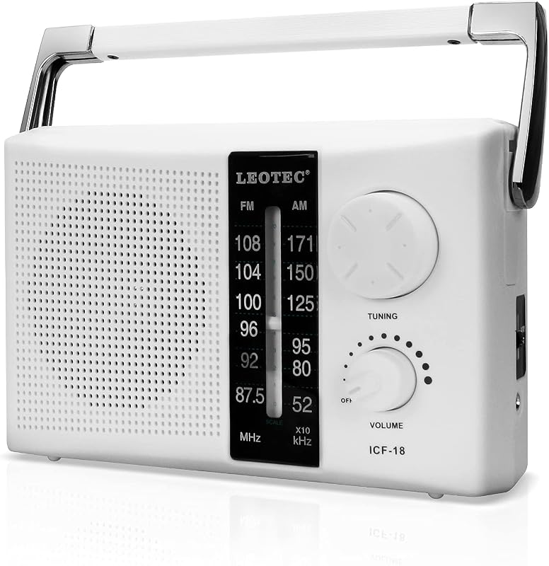 LEOTEC Radios AM FM Portable Battery Operated or AC Power,Earphone Jack