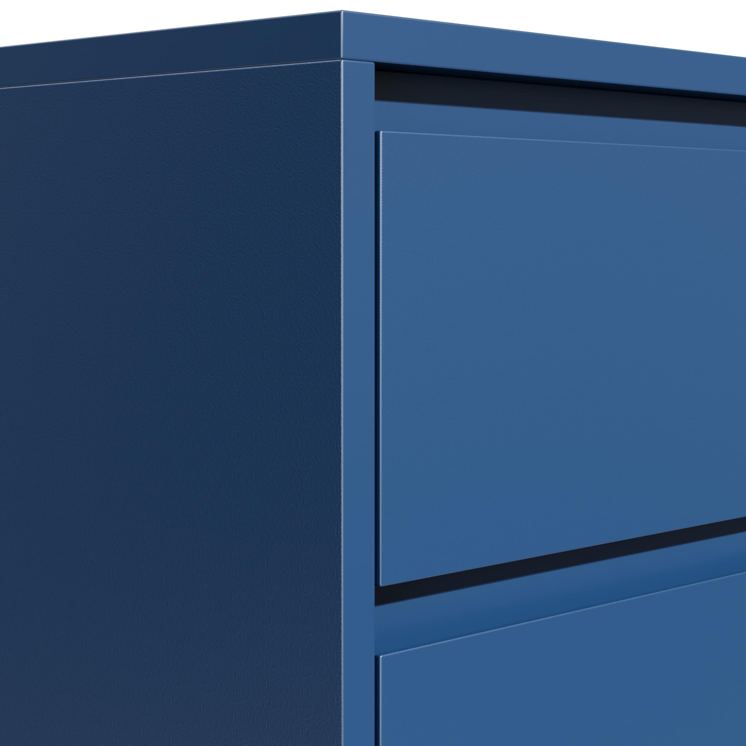 Garvis Home Nachttisch 2er Set, Nachtschrank mit 2 Schubladen, MDF Nachtkonsole mit goldenen Hairpin-Legs, Retro Beistelltisch für Boxspringbett, inkl. Kippschutz (Marineblau)