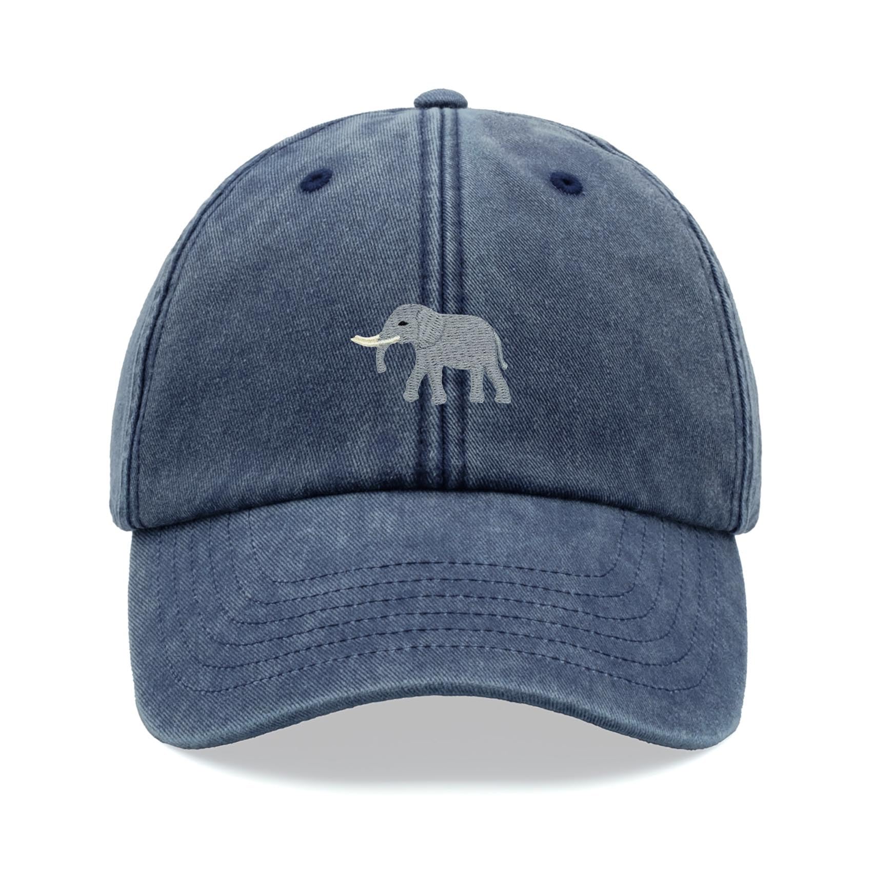 Cap Base Unisex Blue Denim Elephant Baseball Cap Vintage Washed Dad Hat Adjustable