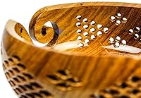 Vista 11 de Nagina International Cuencos de almacenamiento de hilo hechos a mano de palisandro prémium con parrillas decorativas talladas hechas a mano