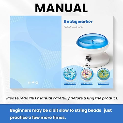 Vista 2 de Hobbyworker Kit eléctrico giratorio de cuentas de arcilla con 3 bandejas de cuentas, 2 agujas giratorias de cuentas, 1000 cuentas de arcilla y 1300