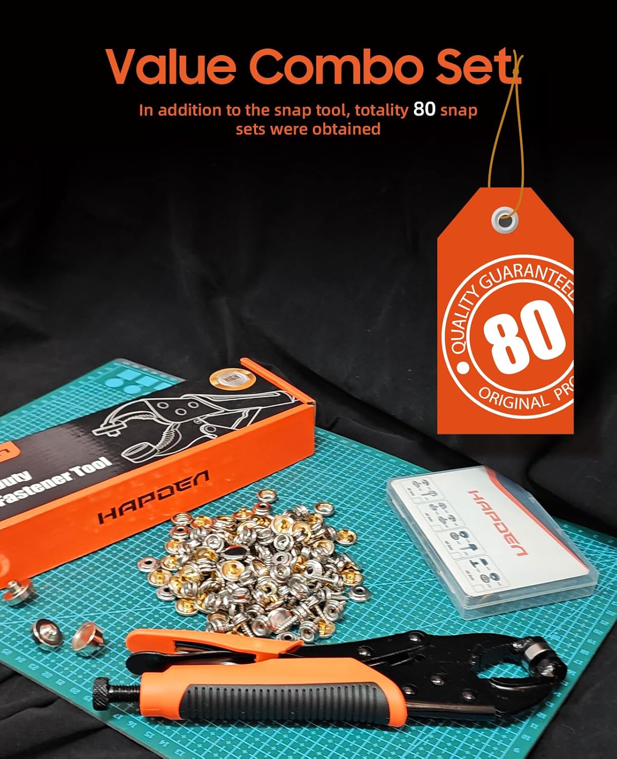 Heavy Duty Snap Fastener Tool Kit with 40Sets 4 Color Snaps, Snap Installation Kit for Boat Covers, Canvas Projects & DIY Crafts