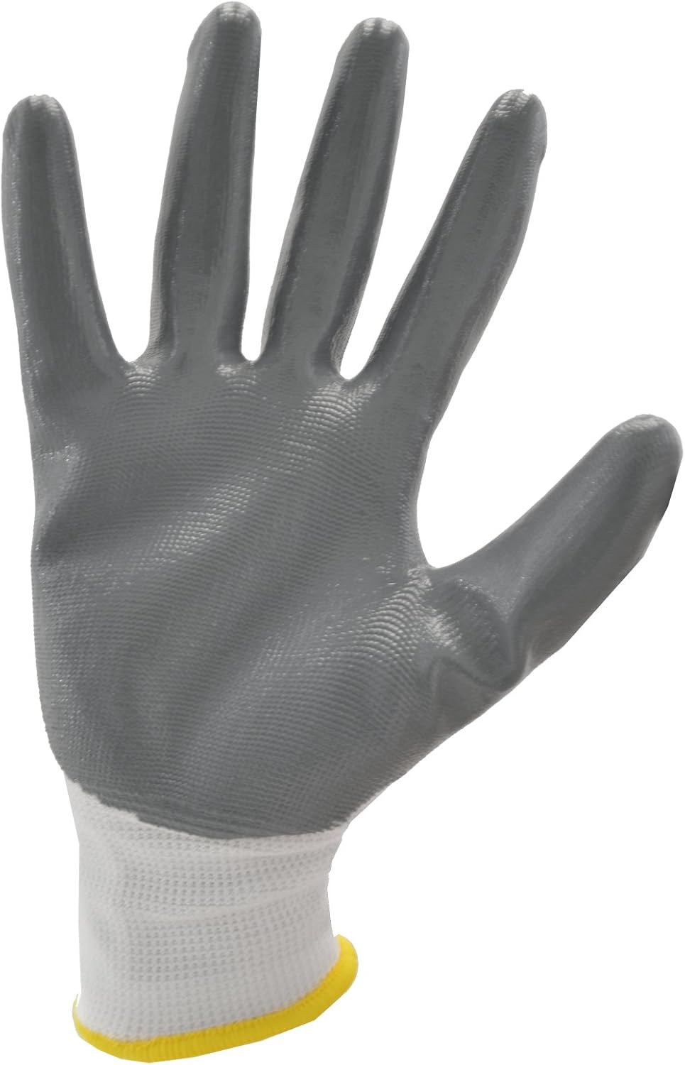JORESTECH Safety Work Gloves, White Polyester Knit with Grey Nitrile Palm Coating, EN 388 4121X, Pack of 12