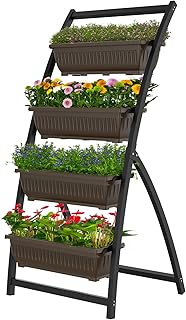 Vertical Garden Bed, 6Ft Vertical Elevated Planter for Plants, Patio Balcony Indoor and Outdoor (Metal)