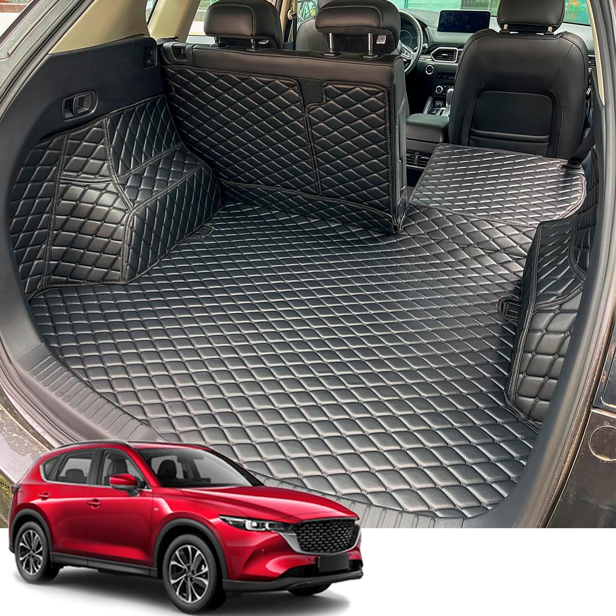 Product image of Cargo Mat Compatible with 2017-2022 Mazda CX-5 CX5 Trunk Mat and Rear Backrest Mat Cargo Liners All Weather