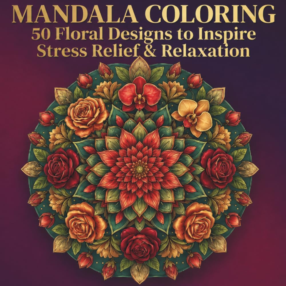 MANDALA COLORING: 50 Floral Designs to Inspire Stress Relief & Relaxation