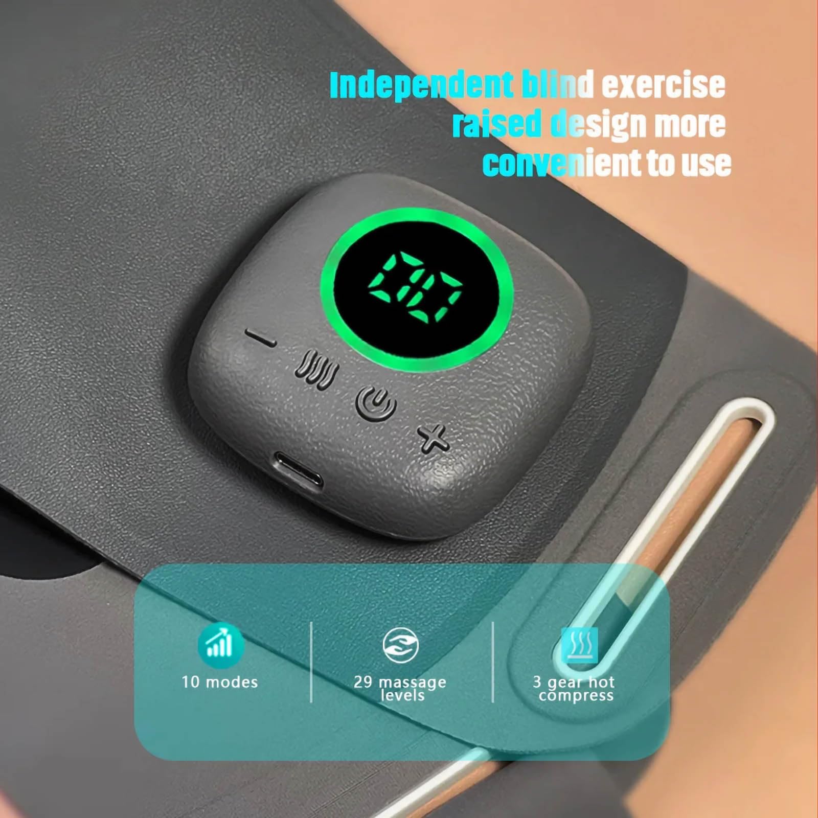 Cintura massaggiante addominale con 10 modalità EMS e termoterapia – impacco caldo a 3 livelli, tonificatore muscolare elettrico per eliminare i grassi, sollievo dal dolore,Grey