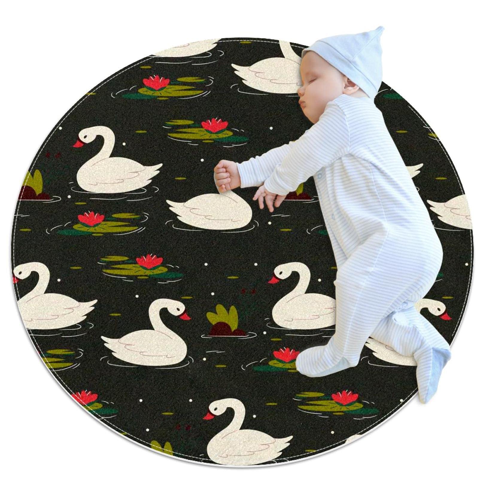 Tapis de jeu pour enfants rond aux finitions soignées style JDEZ