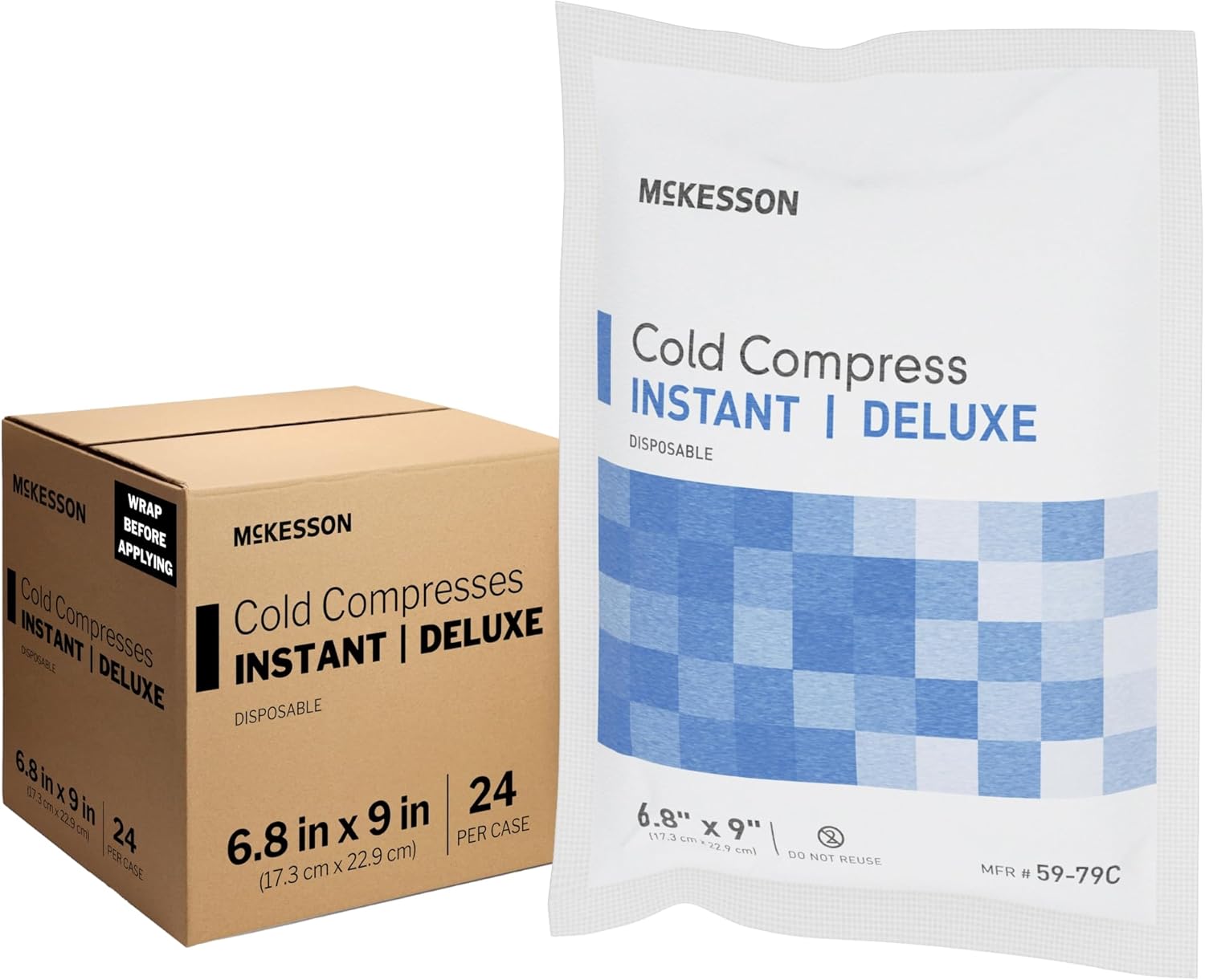 McKesson Cold Compress Instant Ice Pack [24 Pack] Disposable, Ice Packs for Injuries and Pain Relief, 6.8 in x 9 in