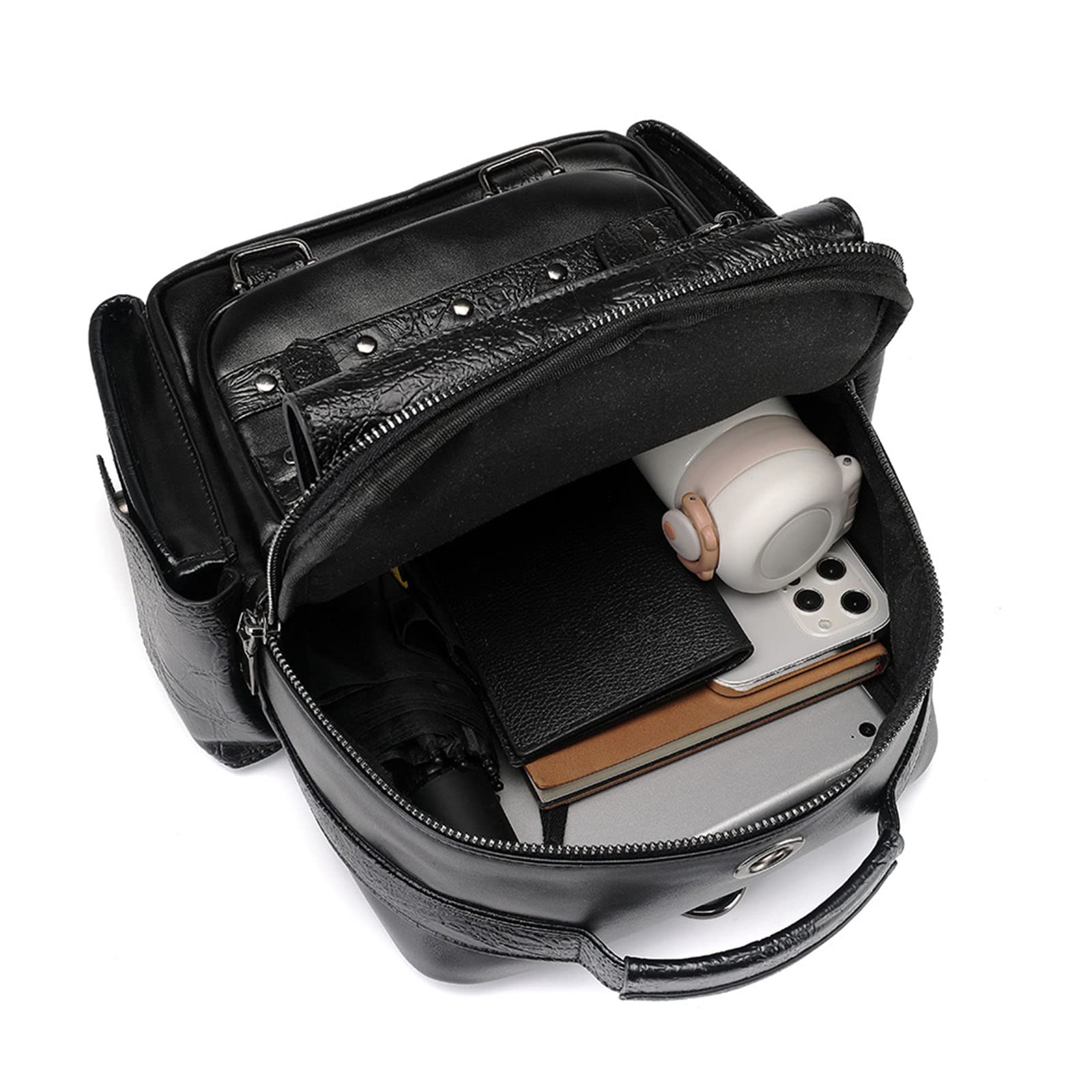 Zaino per computer portatile in pelle PU di grande capacità zaino da viaggio per studenti scuola adolescente zaino da viaggio per il fine settimana donne testa teschio studenti scuola signore laptop