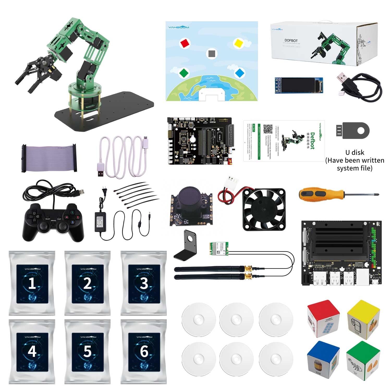 Yahboom Jeston Nano 4GB SUB Robot Arm Building Kit for Jetson Nano 6DOF AI Development Robotic Hand for Adults App Controlled ROS Programmable OpenCV Source Visual Identity (Dofbot with nano) | Desktop Collaboration, Developed Python Programming for Mecha