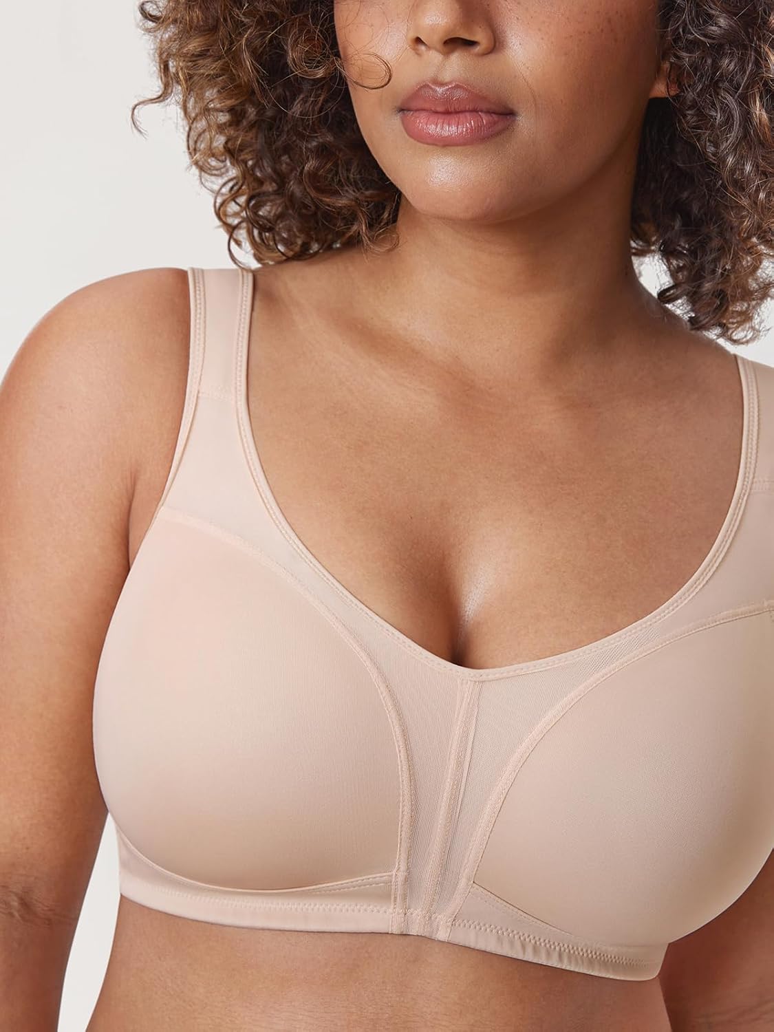DELIMIRA Women's Minimizer Bras Full Coverage No Underwire Plus Size Comfortable Wireless Unlined Bra - Image 5