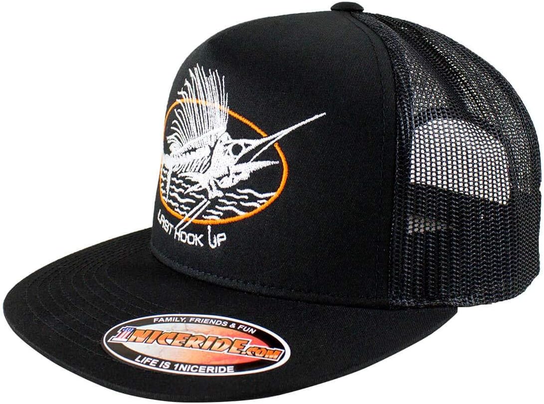 "Last Hook Up - Classic Trucker Hat, Snapback Baseball Cap, Mesh Design, Hand Washable (Black)