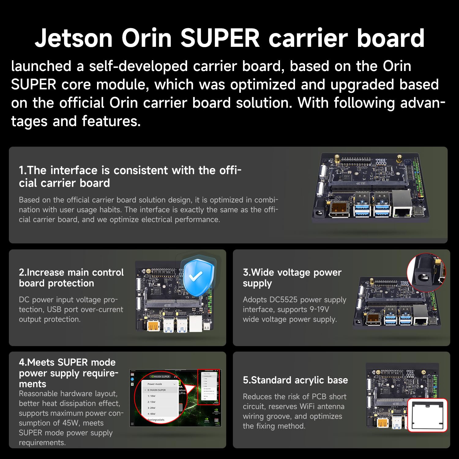 Yahboom Jetson-Orin Super Carrier Board AI Development Board Based On Jetson-Orin Nano and Orin NX Core Module (Orin-Super Carrier Board)