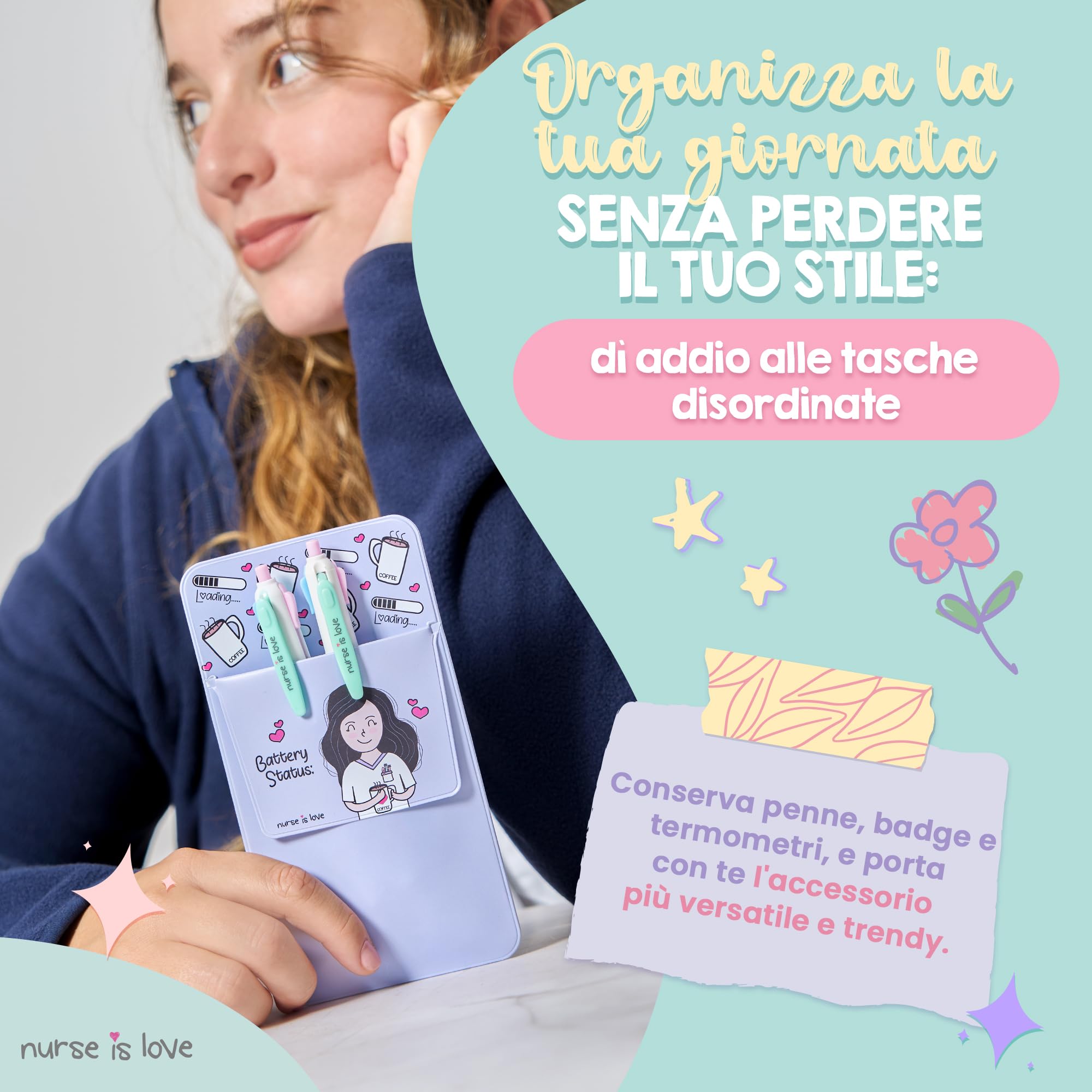 Set Penne Personalizzate Per Infermiera + Portapenne - Design 'Nurse Is Love' - Ideale Per Regali - Accessori Infermieri Pratici - Foto 5