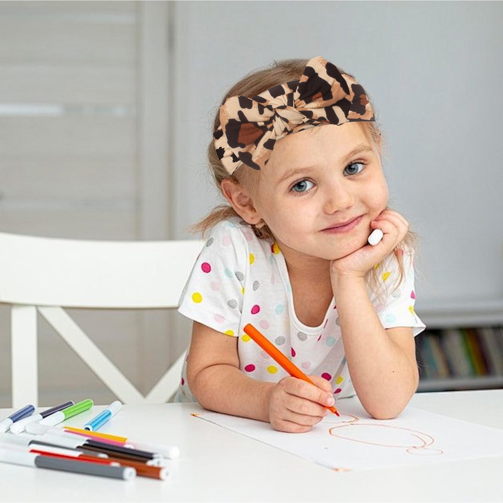 Diademas para el pelo para bebé, diadema ancha de leopardo para niños, diademas para niñas pequeñas, lazos elásticos para fotografía diaria, accesorios para el cabello para niños de 0 a 2 años