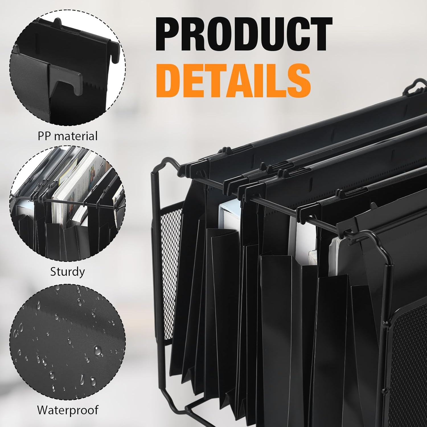 Yexiya 10 Pack Plastic Extra Capacity Hanging File Folder 4 Inch Expanding Hanging File Folders with Movable Dividers Insertable Tabs Heavy Duty Accordian Pocket for Filing Cabinet