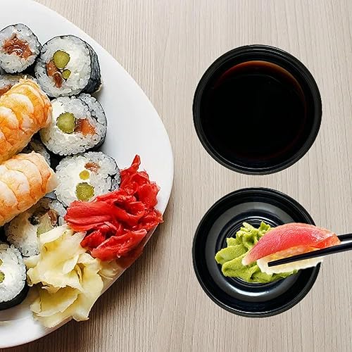 Miniatura 5 de 100 platos desechables de plástico para salsa, cuencos para condimentos de salsa de soja, mini bandeja de condimentos para sushi, soja, mostaza,