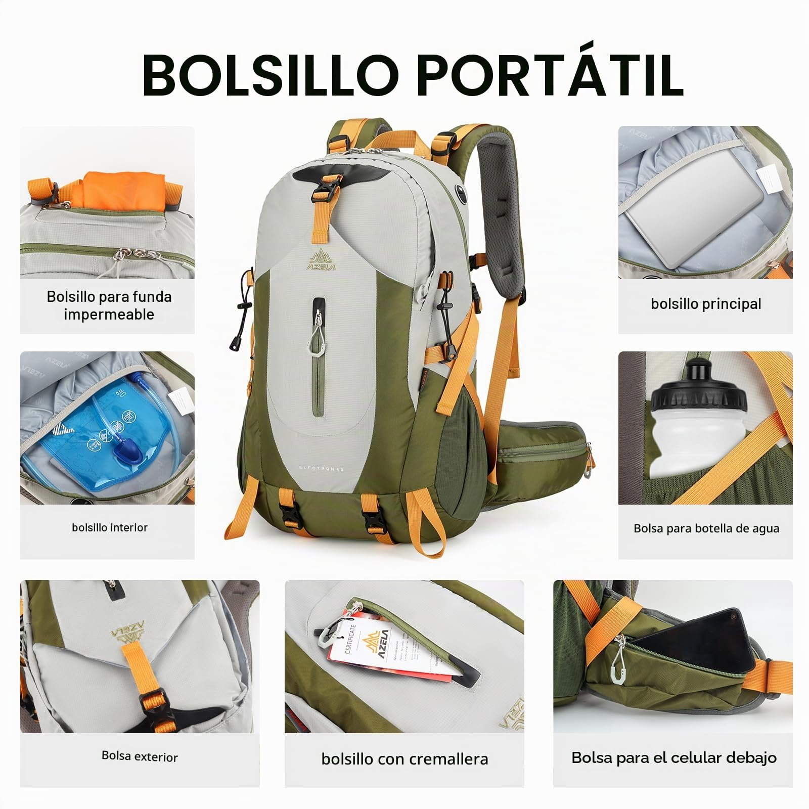 Geila Mochila de senderismo de 40 L, mochila impermeable para acampar al aire libre, senderismo, ciclismo, senderismo