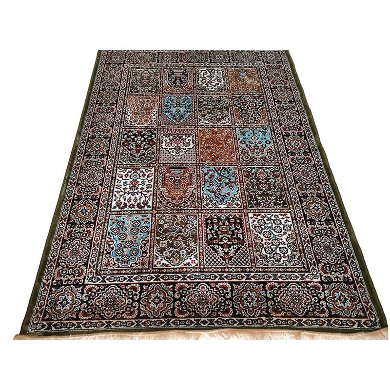 Image of Kashmiri Tradional Silk Carpet Trending Design for Living Room & Bedroom 4 Feet by 6 Feet