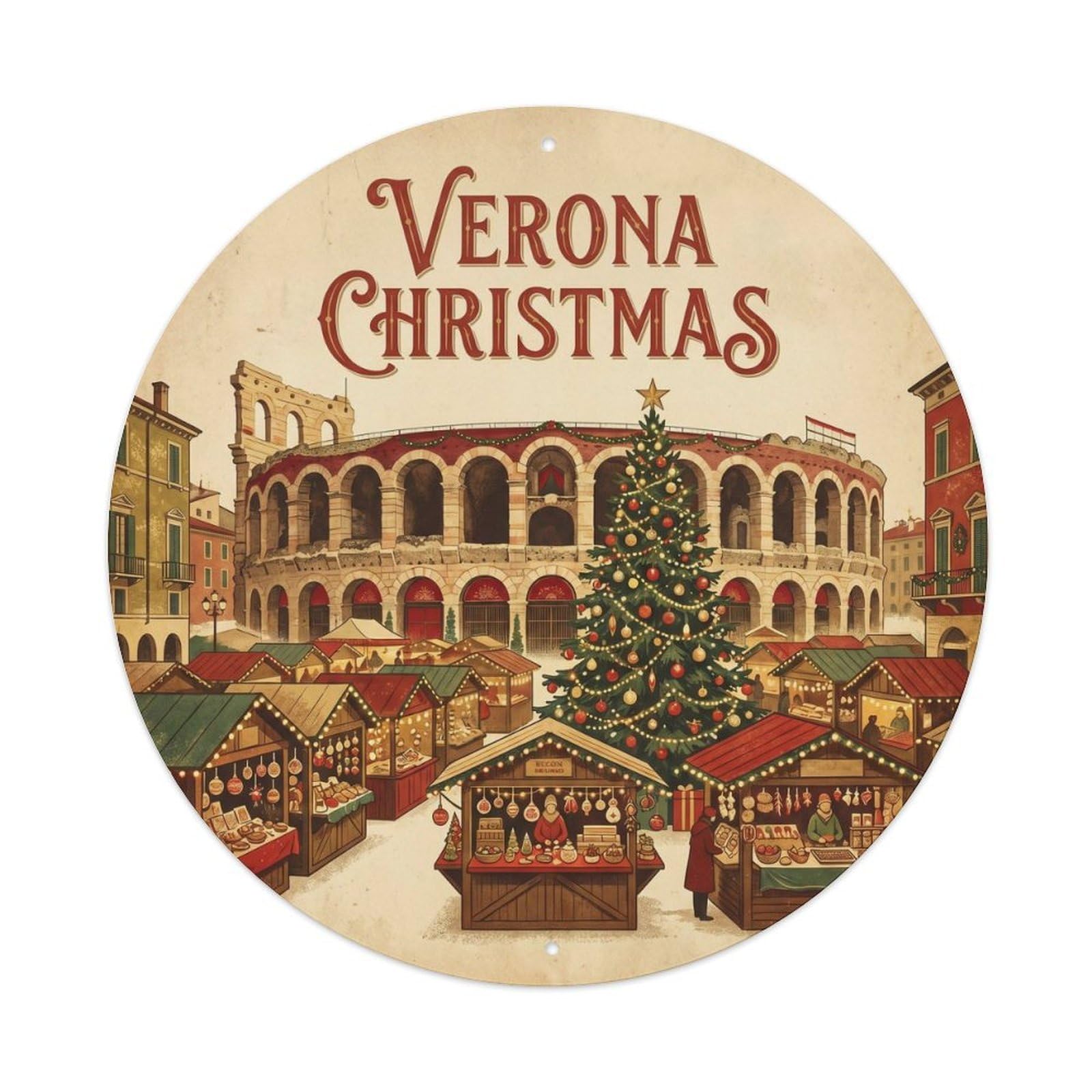 Verona Italy Landmark Travel Christmas Vintage Metal Tin Sign