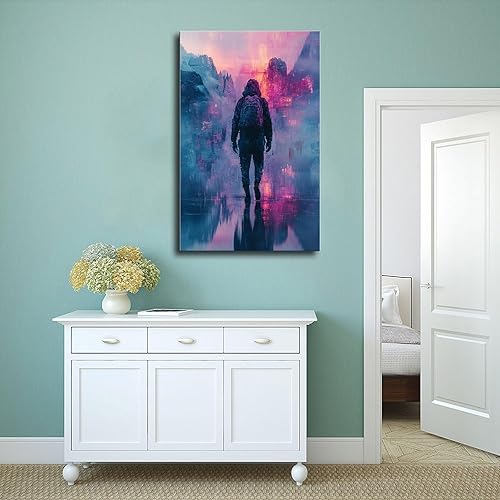 Miniatura 4 de XAHOR Glitchcore Pixel Art Print  Retro-Futuristic Digital Landscape Wall Decor  Cyberpunk Room Aesthetic Poster for Room Aesthetics Canvas Wall Art