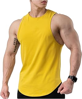 Dressnu Camiseta de tirantes para hombre, color sólido, transpirable, ajustada, elástica, sin mangas