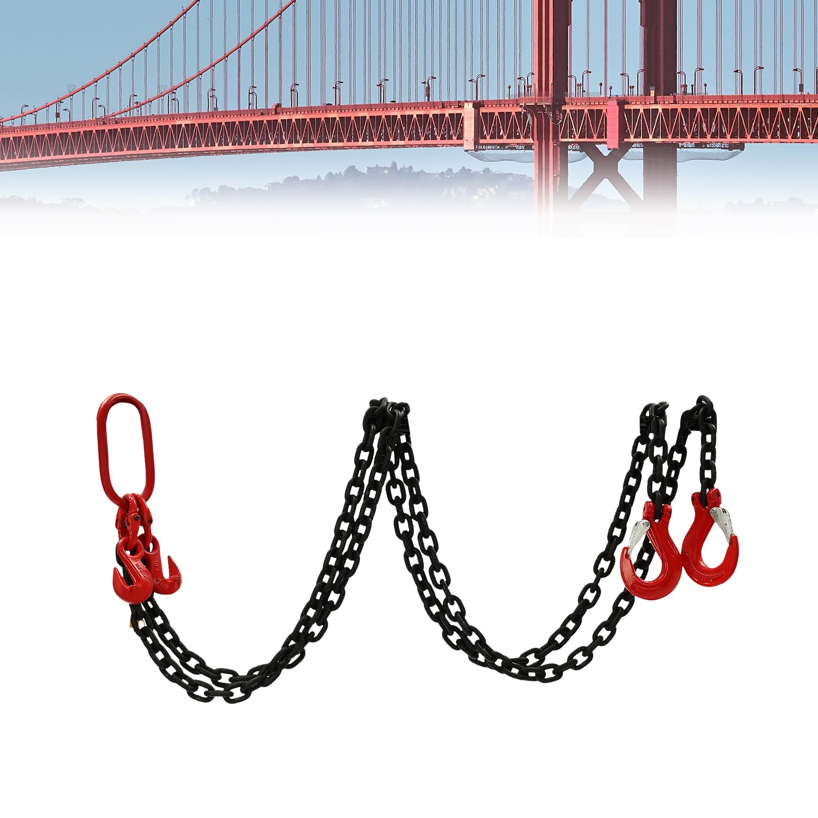Catena a 2 fili, catena di arresto per gru, catena di sollevamento del motore, catena di sollevamento del motore, catena di ritorno, catena choker, in acciaio legato, strumento di sollevamento