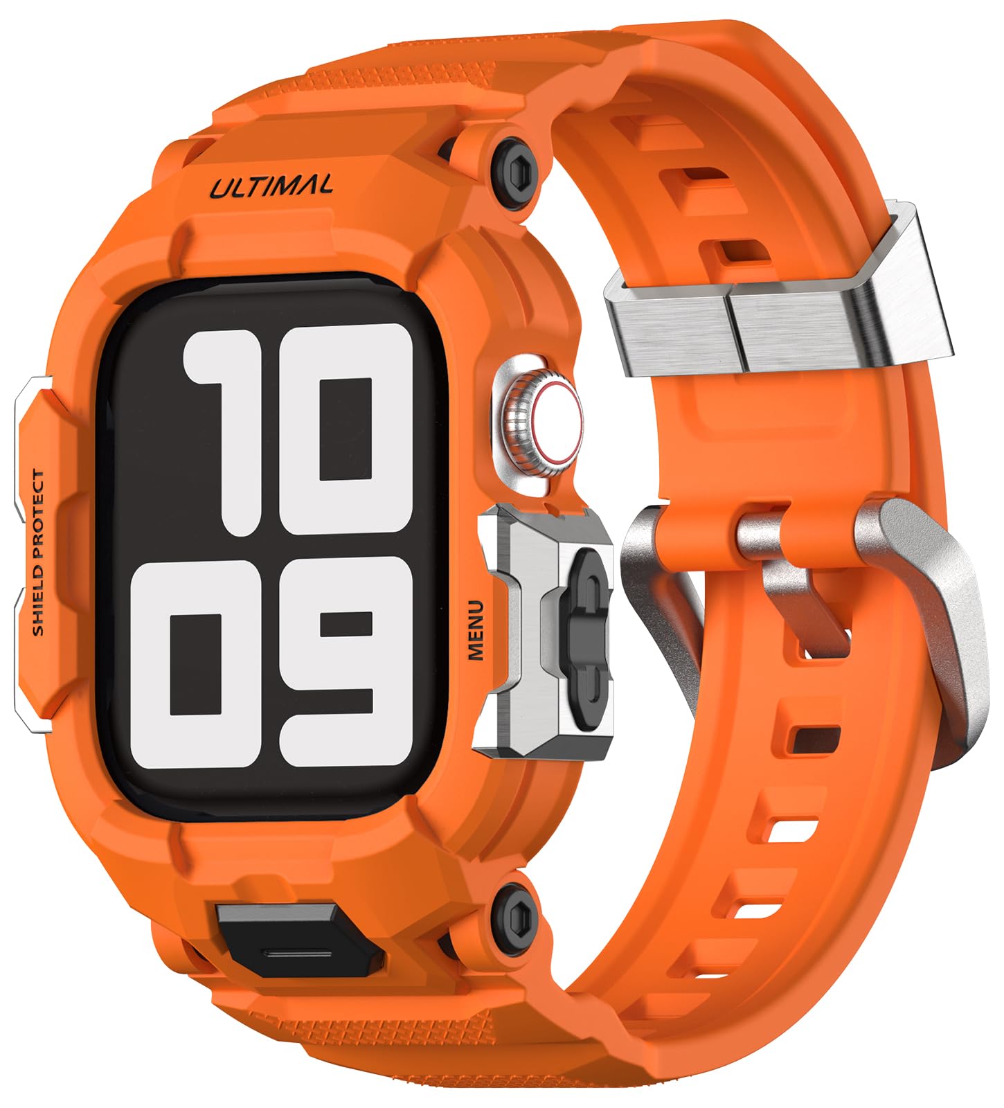 ULTIMAL Compatible with Apple Watch Strap 44 mm 45 mm with Bumper Case, Adjustable Shockproof Sports Strap, Robust TPU Band for iWatch Series 4/5/6/7/8/SE/Ultra-image-48