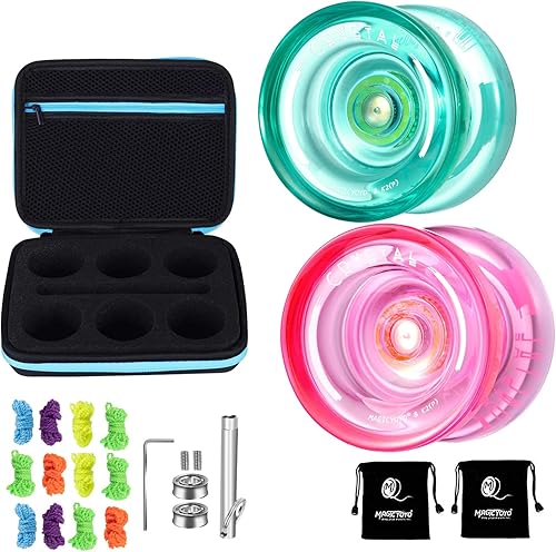 MAGICYOYO K2 Crystal Yoyo - Paquete de 2 yoyos sensibles para niños principiantes, Yoyo de doble propósito para avanzados intermedios+12 cuerdas