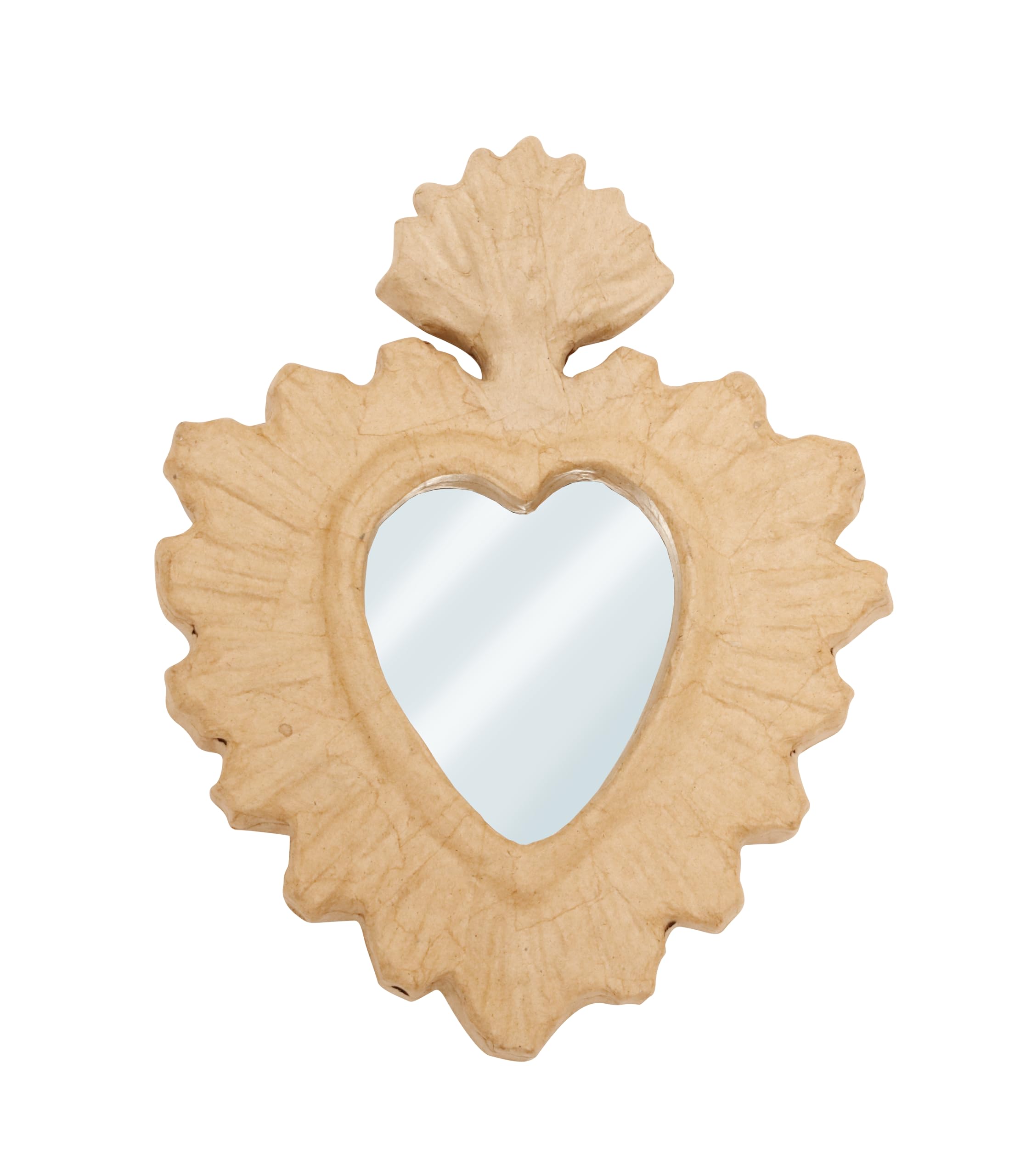 Décopatch HD105C Support Papier mâché Brun Ex-voto Cœur Miroir 21,5x2,3x27 cm Décoration DIY