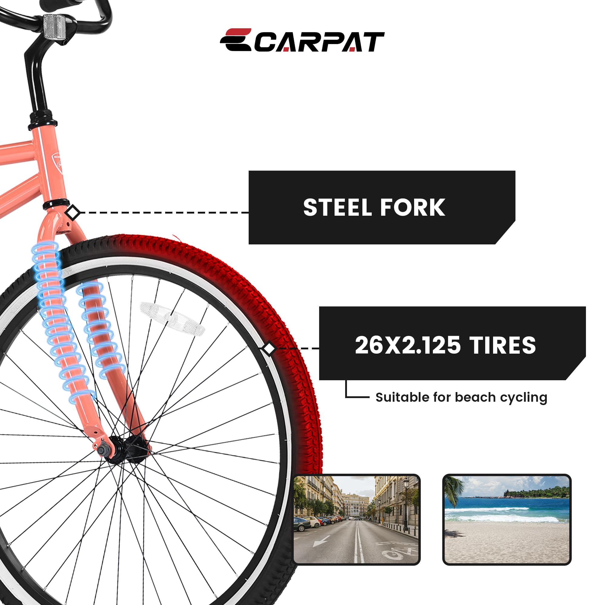 Amazon.com : S26204 26 Inch Beach Cruiser Bike for Men and Women