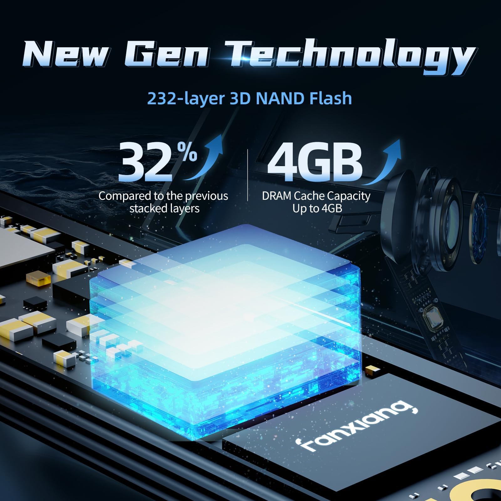 fanxiang SSD NVMe M.2 da 1 TB Gen5 con dissipatore di calore - Fino a 11500 MB/s PCIe 5.0 SSD TLC Unità a stato solido per archiviazione diretta/editing/progettazione S900Pro