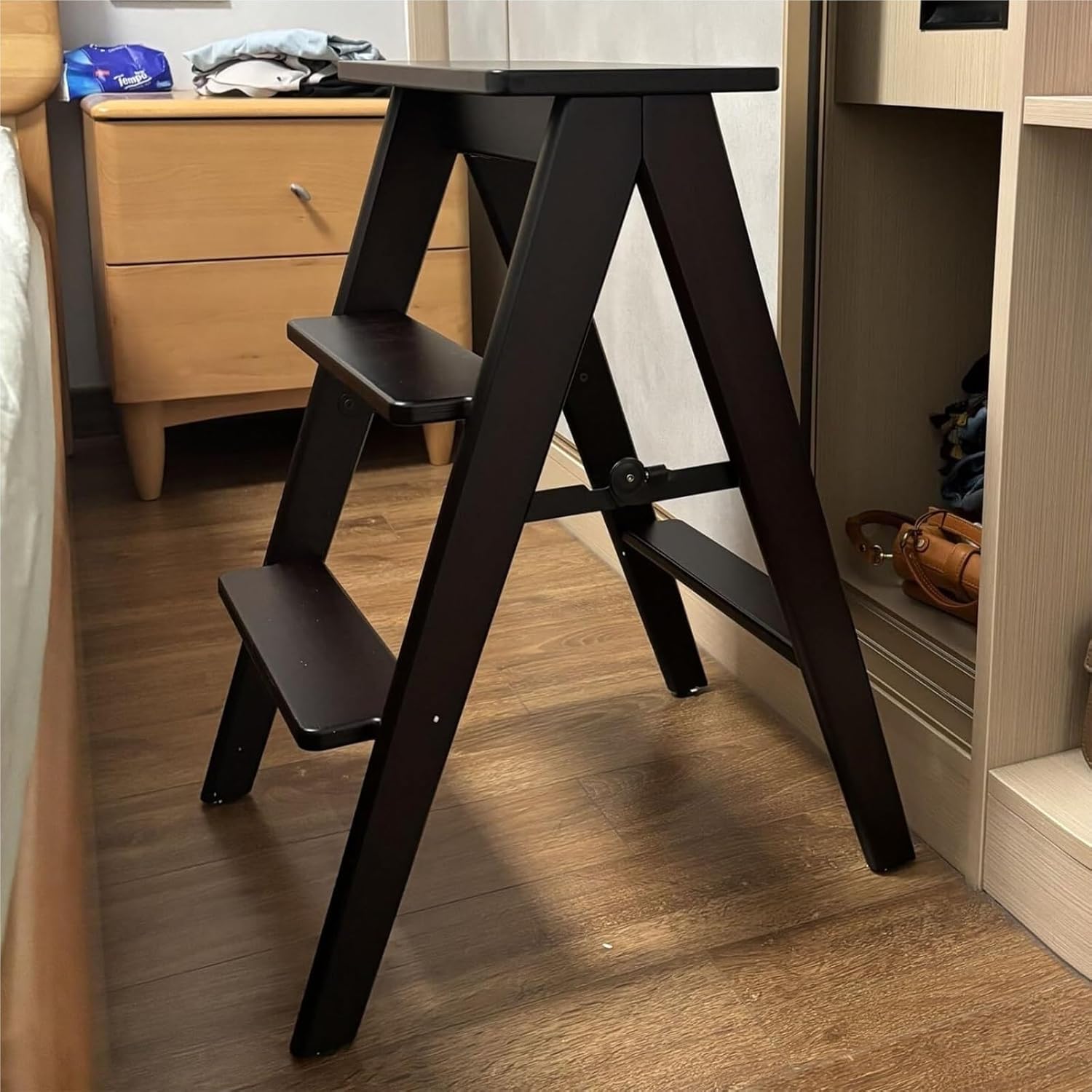 attic ladders 3 Tier Folding Step Stool Ladder - Non-Slip Feet, Compact Design for Home, Garden, Office, Sturdy and Lightweight