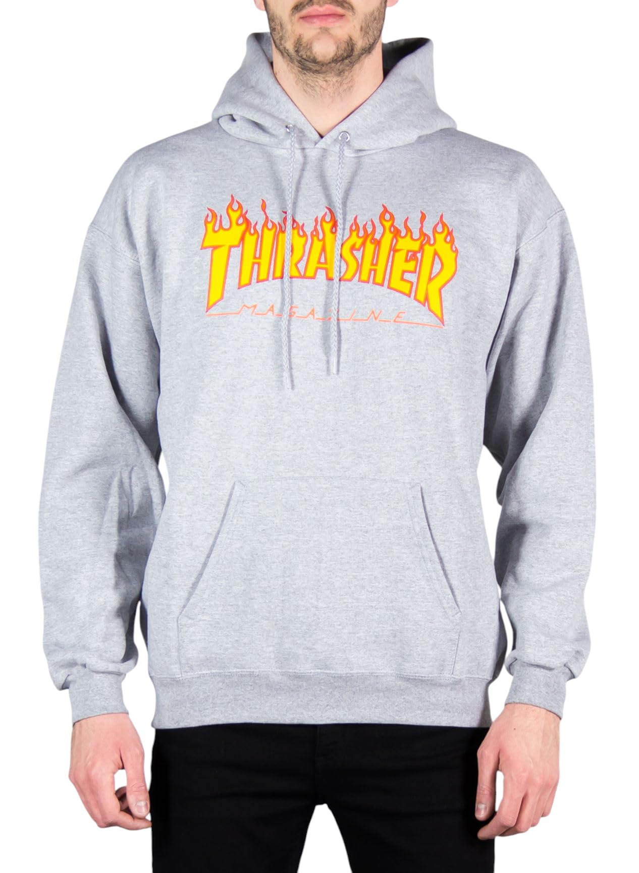 GenericThrasher Magazine Unisex Grey Hoodie with Flame Logo
