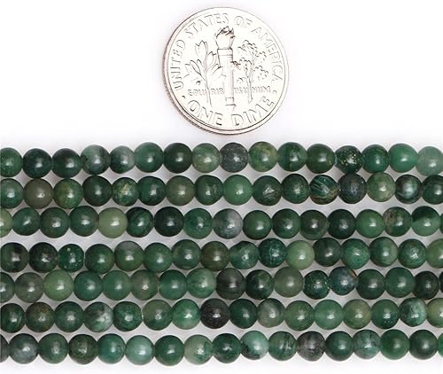 Miniatura 4 de Cuentas de jade africano occidental para hacer joyas, piedras preciosas naturales semipreciosas de 0.157 in, redondas, color verde, 15 pulgadas JOE