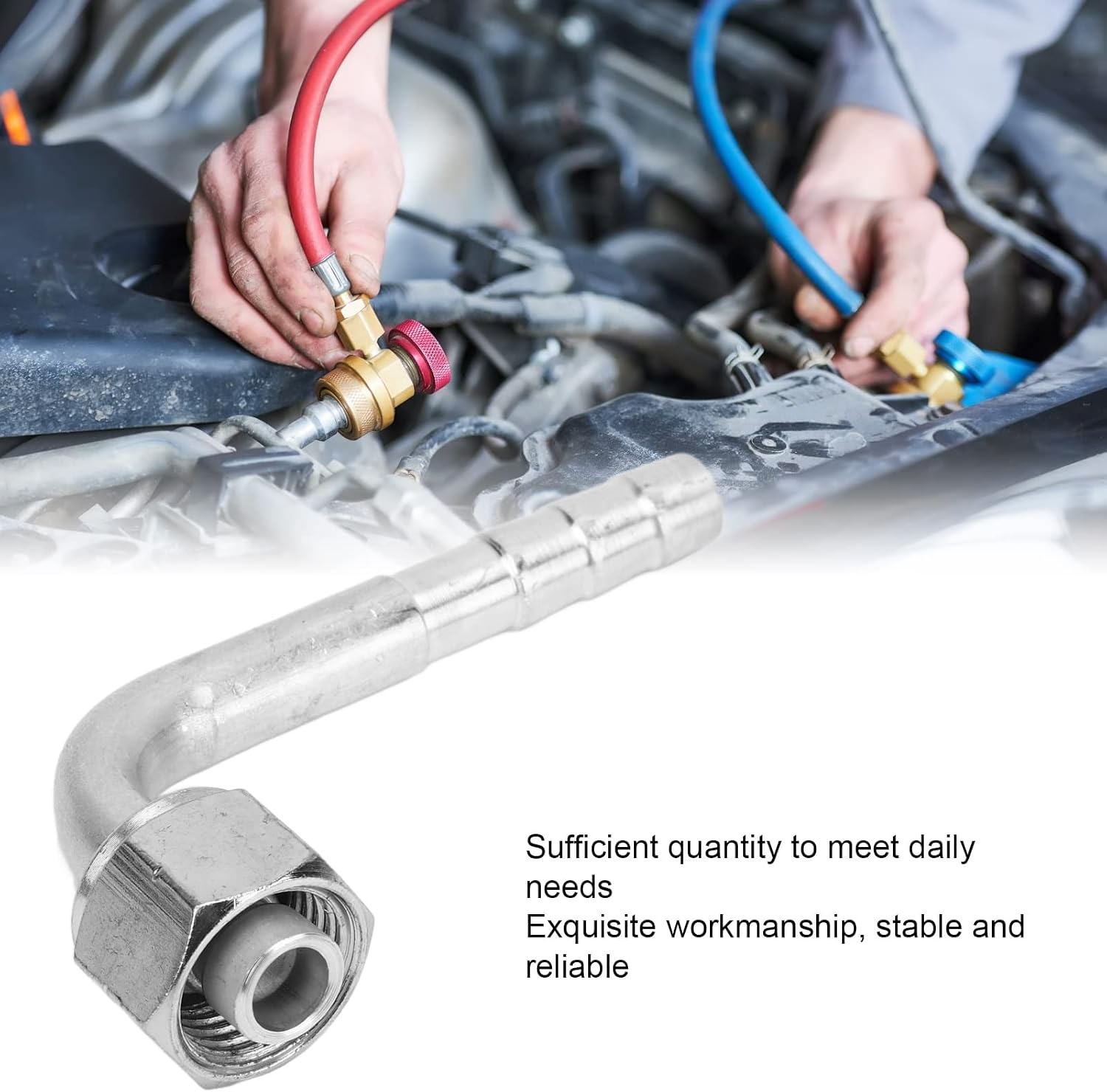 20PCS Car Air Conditioner Connector, Angled 90° 3/8in Aluminum Joint, Air Conditioning Pipe Adapter for Trucks Engineering Vehicles Retrofit, Durable AC Connector with High Accurac