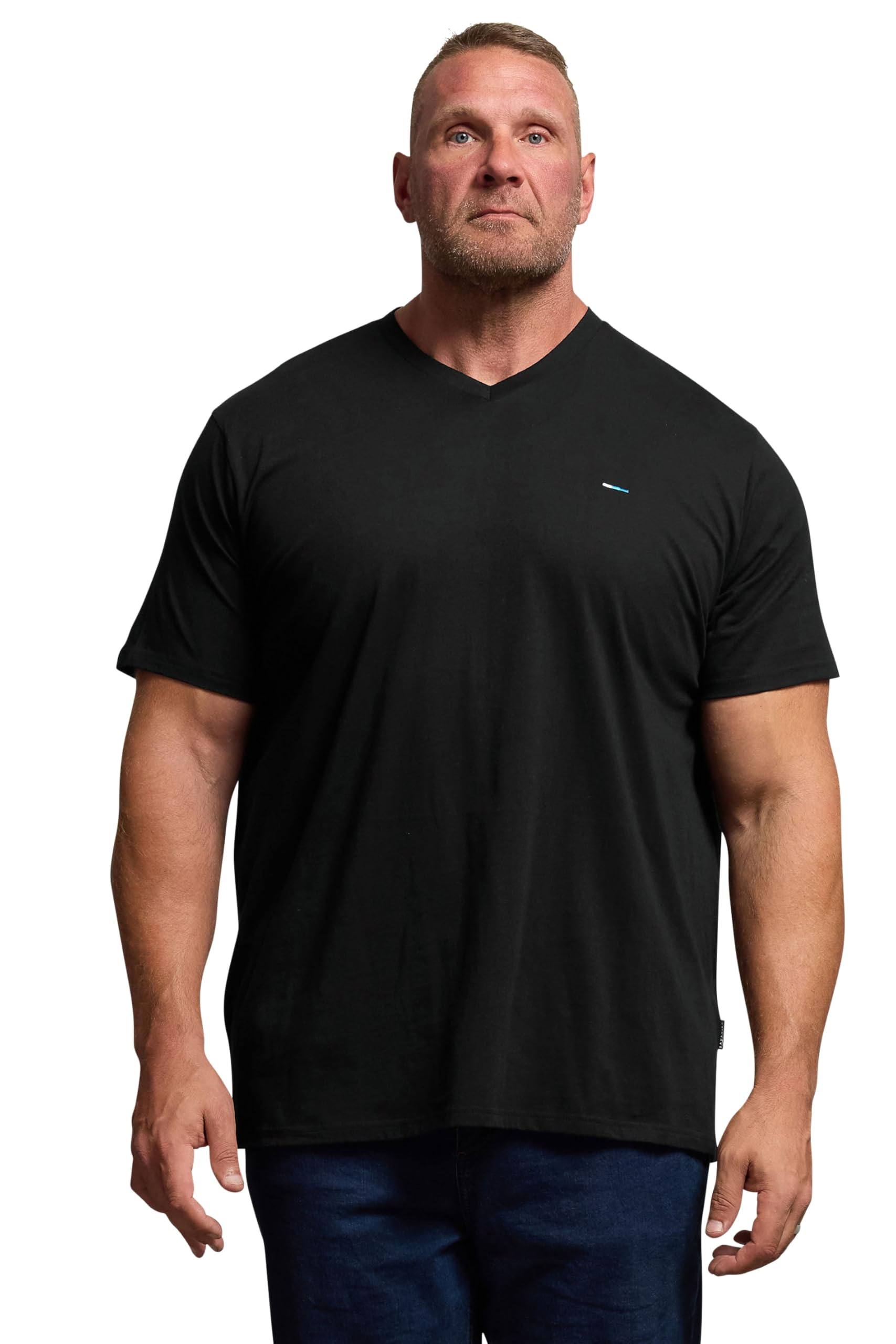 Badrhino Men's Black Big & Tall V-Neck T-Shirt - Plus Size Curve