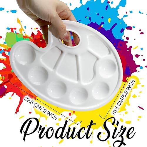 Miniatura 3 de FANDAMEI 20 paletas de bandejas de pintura ovaladas, paleta de bandeja de pintura de plástico, paletas de pintura con agujero para el pulgar