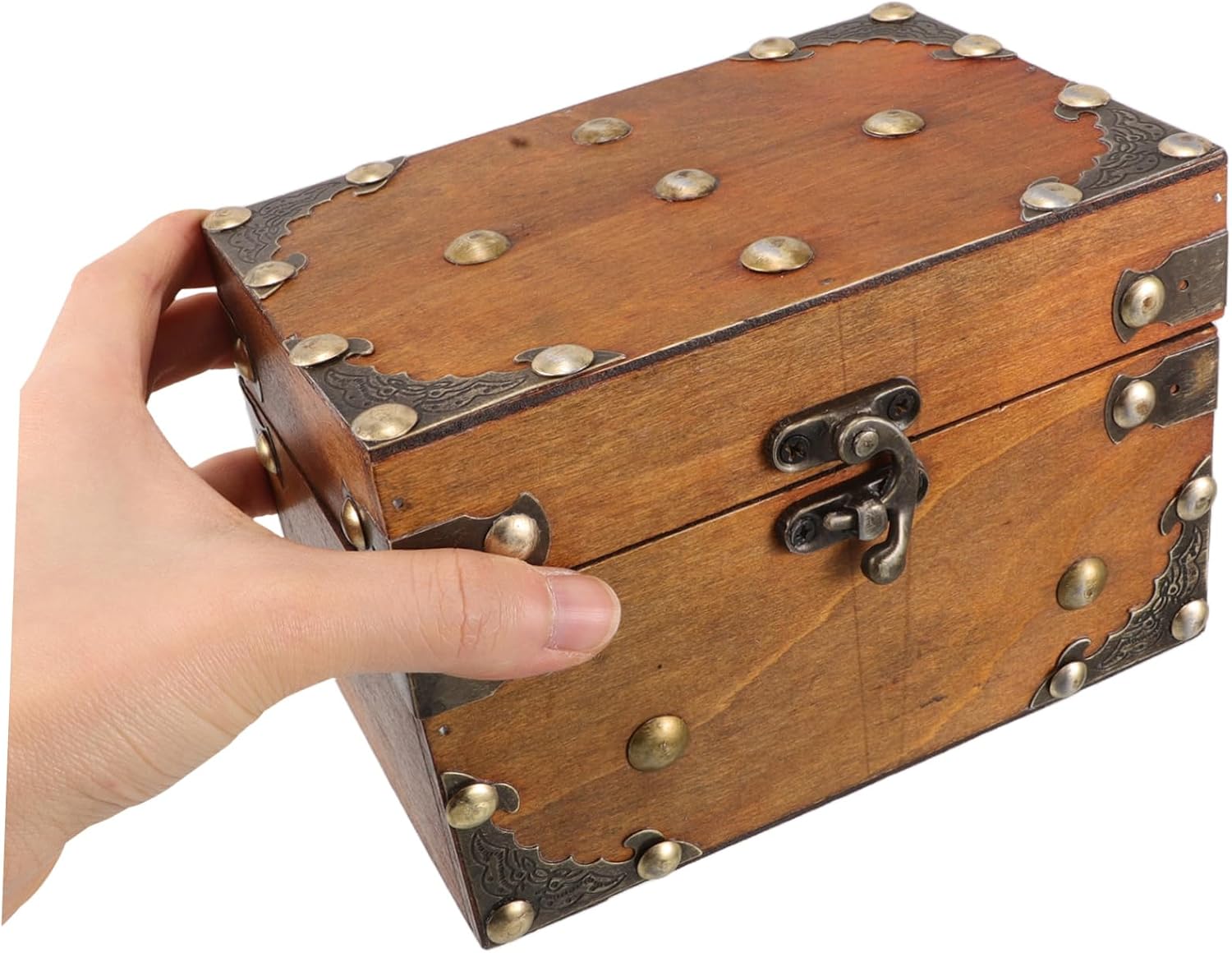 Didiseaon Antique Wooden Jewelry Box Chest with Lock for Home Storage