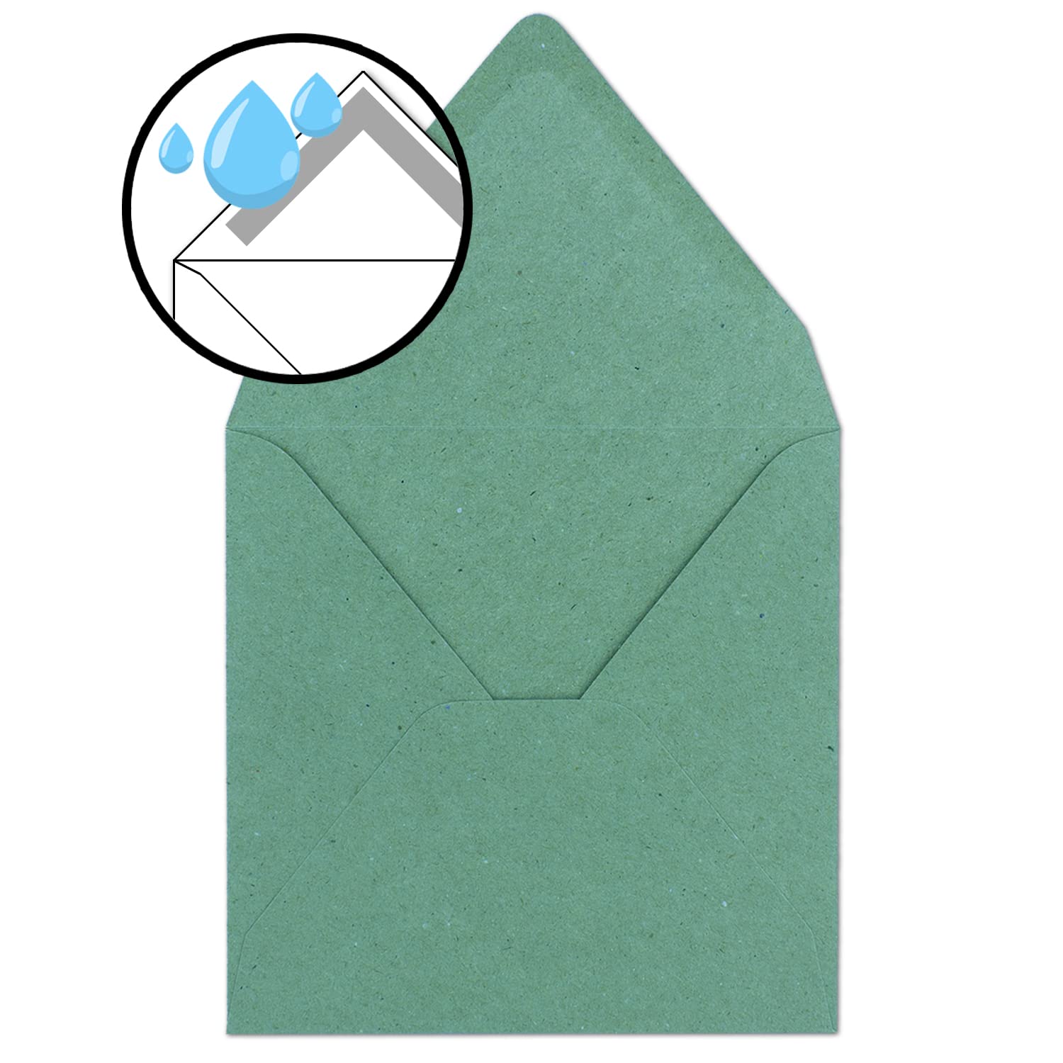 Square single card set - 15 x 15 cm - with envelopes - Kraft paper eucalyptus green - 50 pieces - for greeting cards & more - Image 4