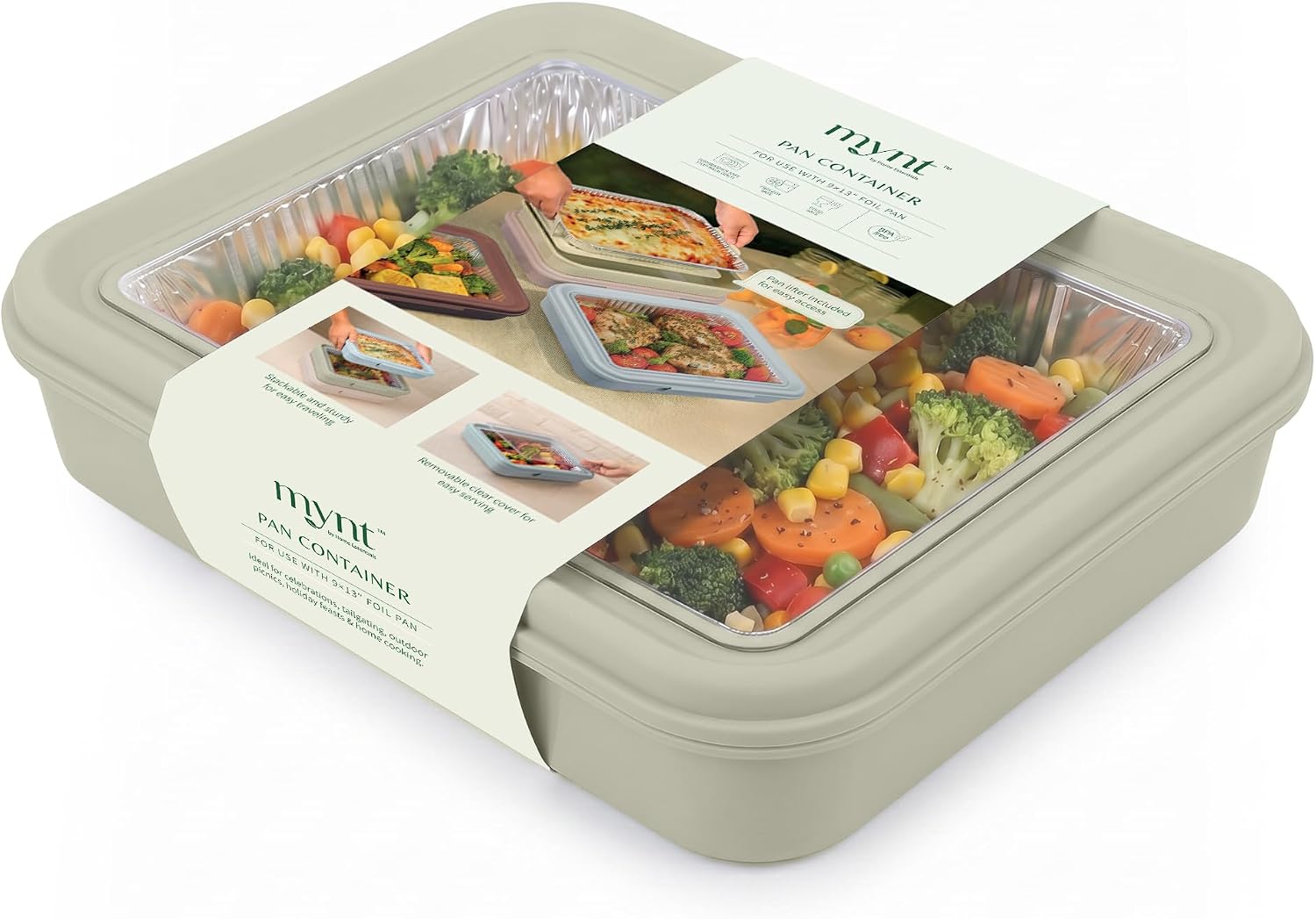 9x13 Pan Carrier with Aluminum Foil Pan – Insulated Food Carrier for Casseroles, Lasagna & Hot/Cold Dishes, Decorative Tabletop Serving Container with Lid for Parties, BBQ, Catering, Travel & Potlucks