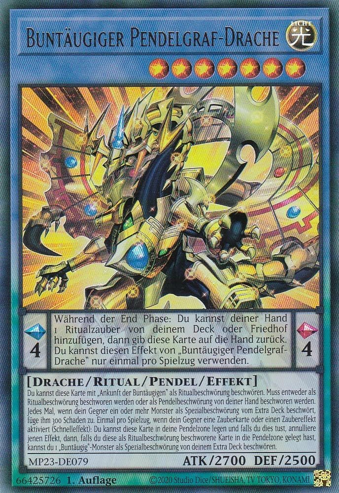 MP23-DE079 - Colorful Eyed Pendulum Count Dragon - Ultra Rare - German - 1st Edition - 25th Anniversary Tin Dueling Heroes Mega Pack Single Cards - With LMS Trading Fieldcenter Card