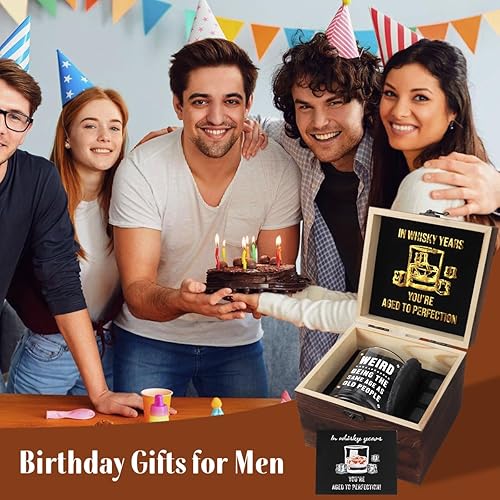 Miniatura 6 de Regalos de cumpleaños para hombres, juego de regalo de vidrio de whisky, regalos de fiesta de decoración de cumpleaños, ideas divertidas de regalos