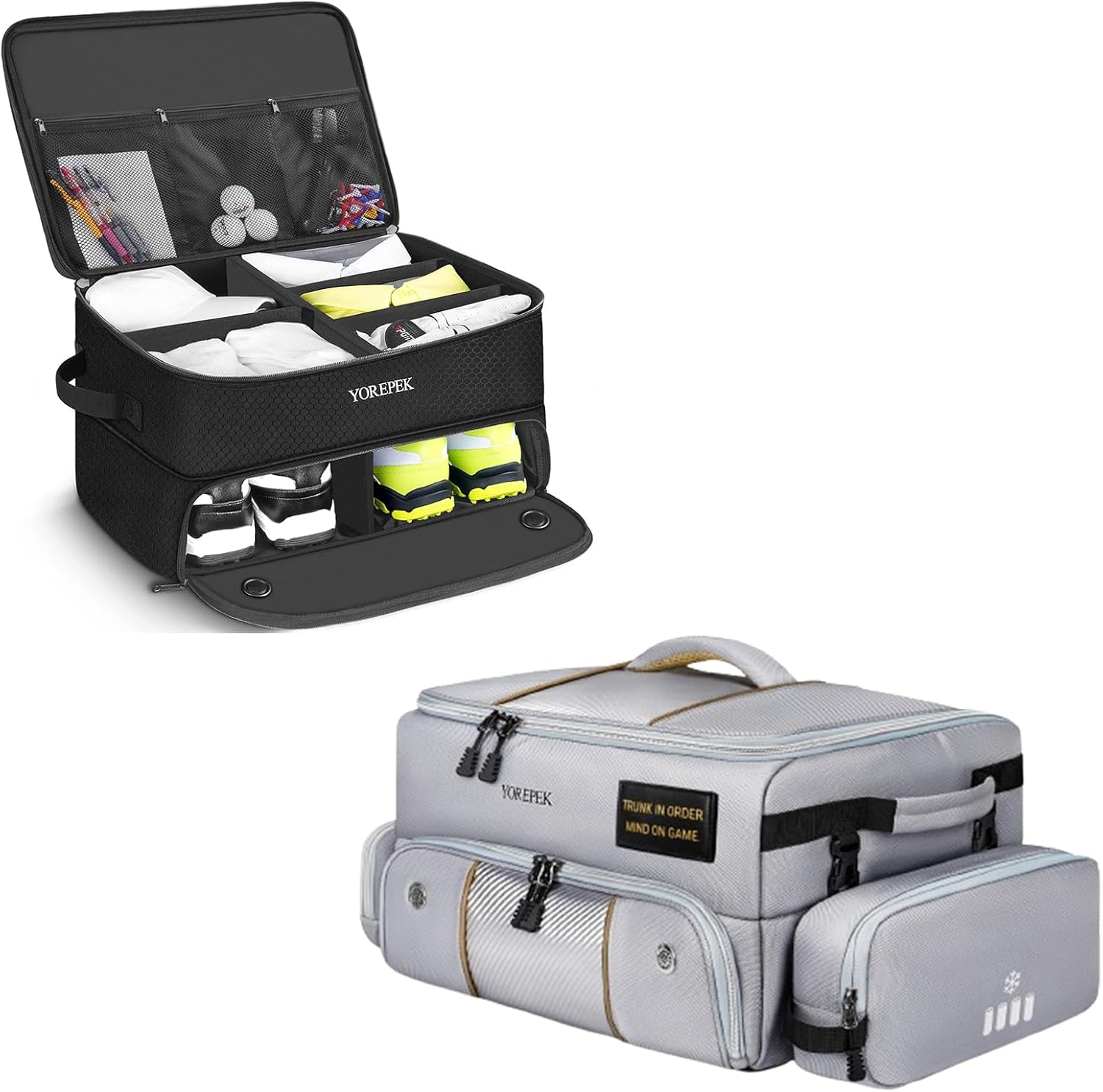 YOREPEK 2 Layer Golf Trunk Organizer Golf Trunk Organizer with Removable Insulated Pouch