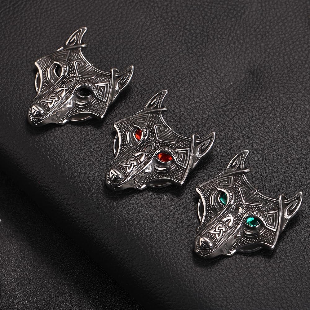 Viking Wolf Brooch Pin, Stainless Steel Fenrir Wolf Jewelry, Norse Medieval Design - Image 3